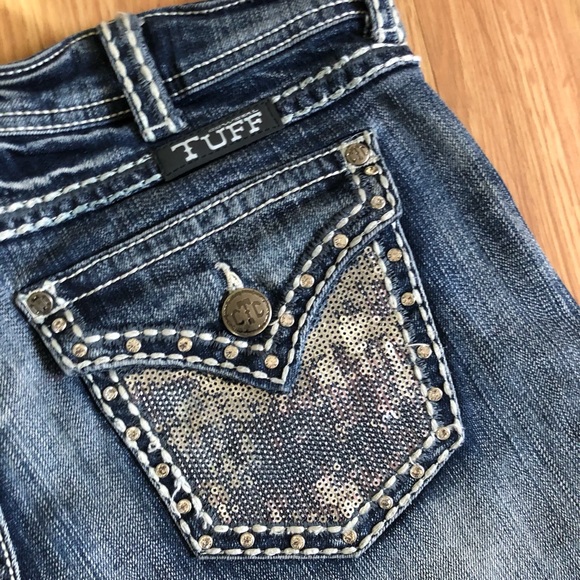Cowgirl Tuff Denim - Cowgirl Tuff Co. JAZZY 2 Sequin Flap Pocket Bootcut Jeans
